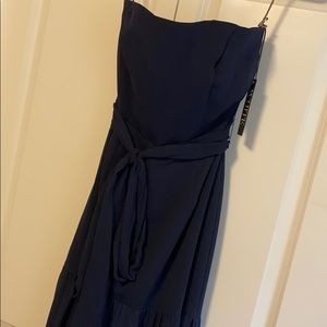 Vera Wang White Dark blue long bridesmaid dress
